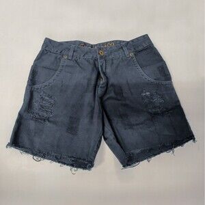 Women's VIA259 Blue Denim Distressed Shorts Frayed Hem Made in Brazil Size 38